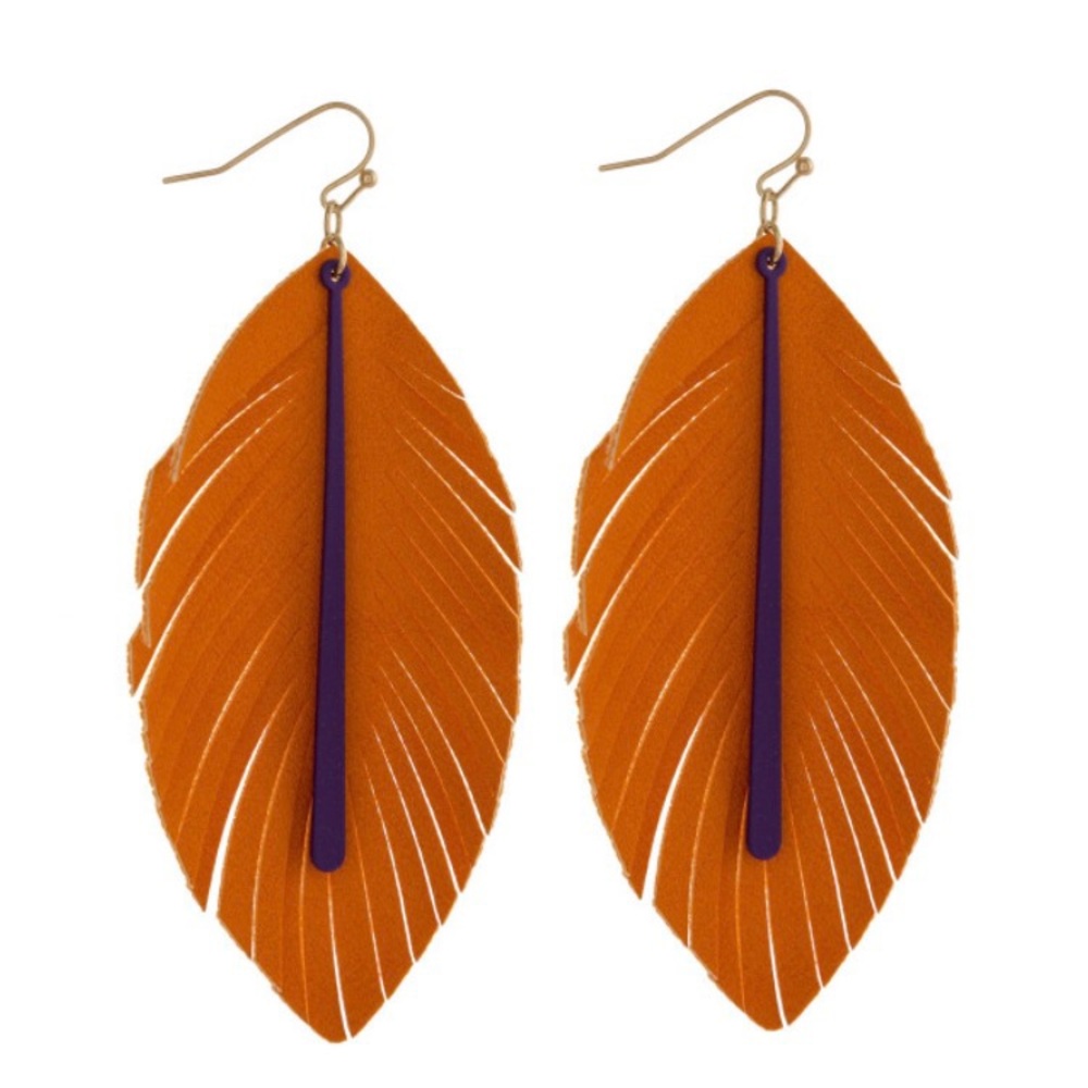 Feather earrings - Clemson fans